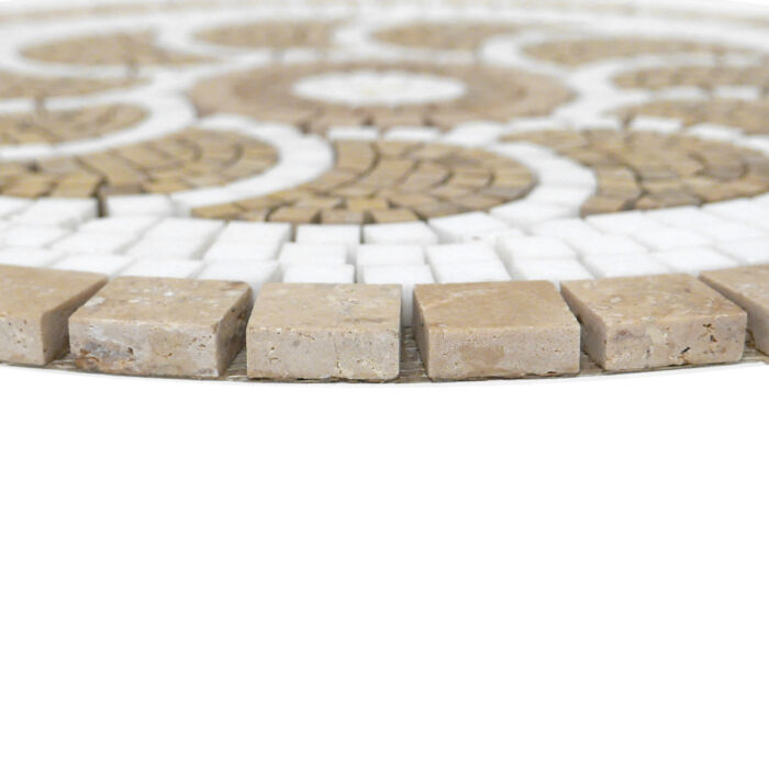 rozeta dekoracyjna ozdobna kamienna mozaika marmur trawertyn r0048 okrągła